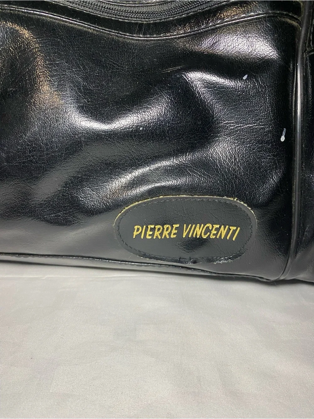 Black Glossy Travel Duffel with Gold Hardware